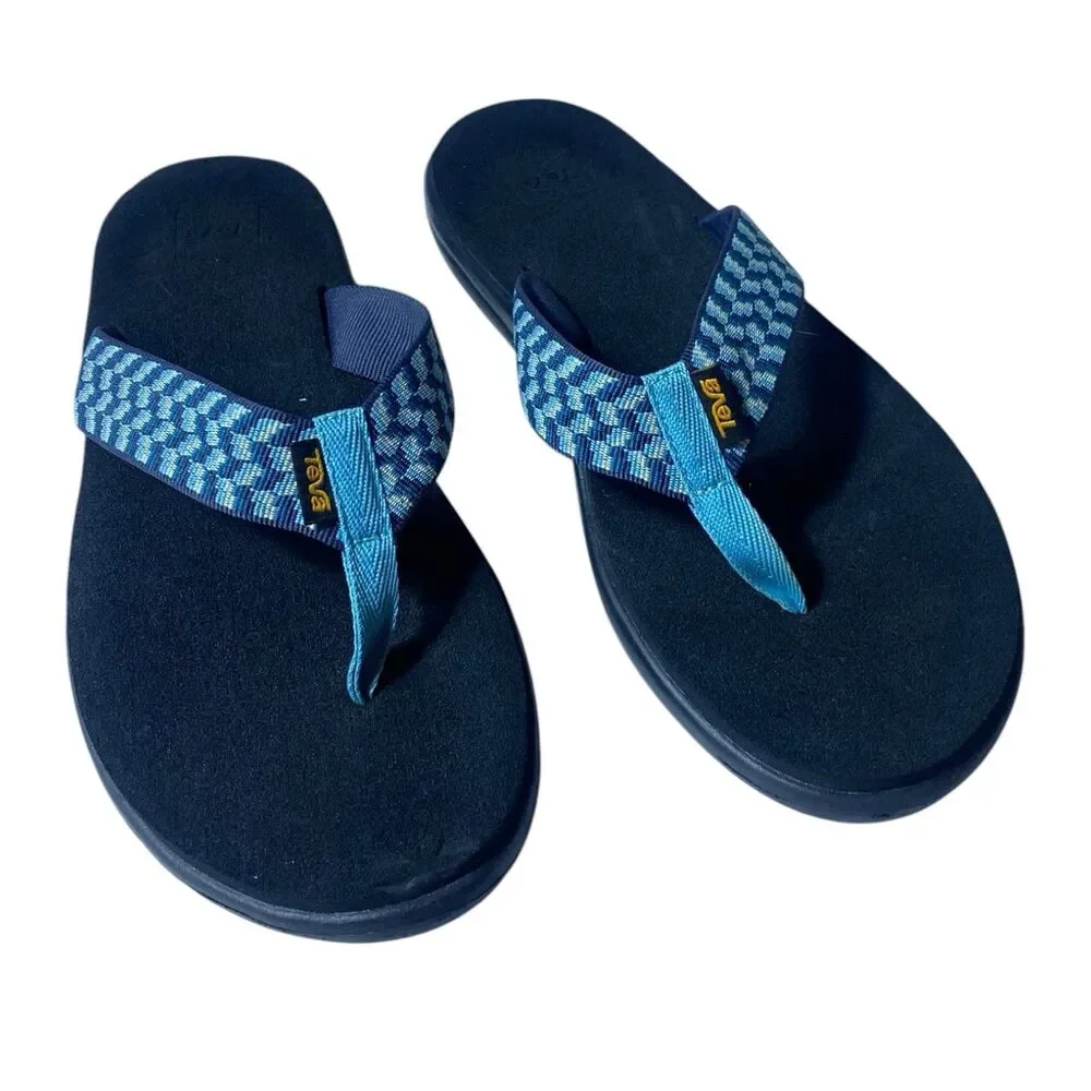 Teva Sandals Womens 9 Voya Flip Flop Paint Track Blue Comfort Casual SN 1019040